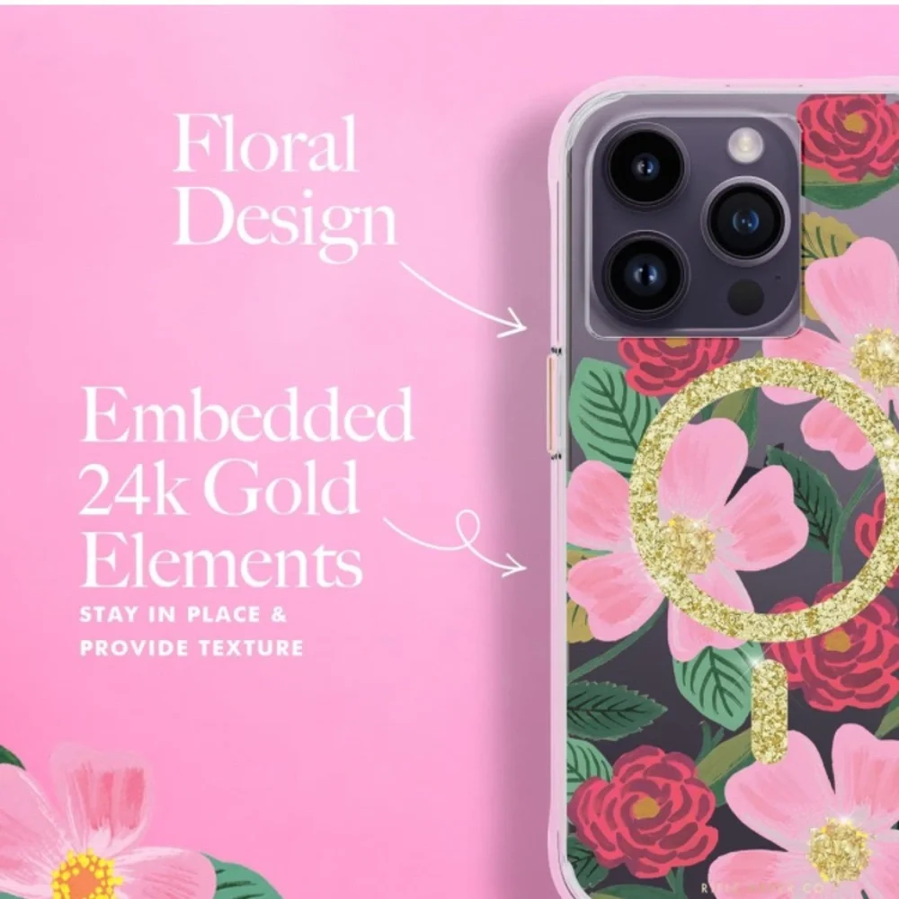Case Mate Rifle Paper and Co Rose Garden Sparkly Case iPhone 14 Pro